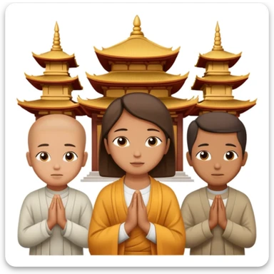 people praying in a Buddhist temple sticker