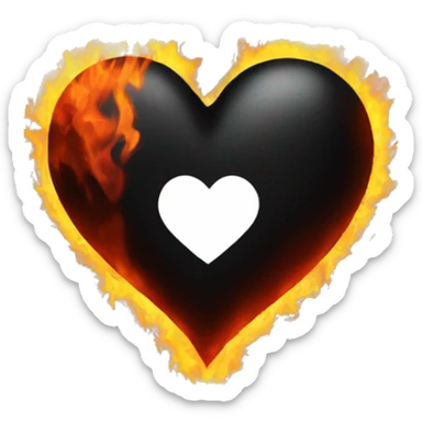 Black heart with fire  sticker
