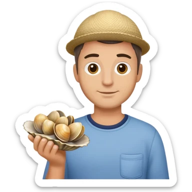 Tim holding clams sticker