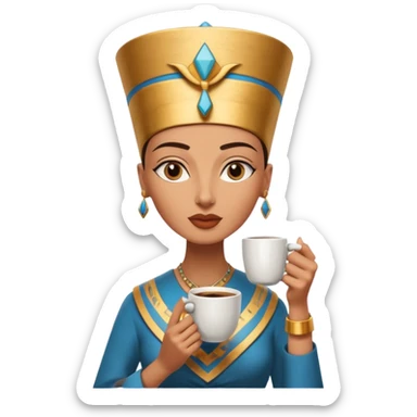 Nefertiti egypt woman drink coffee sticker