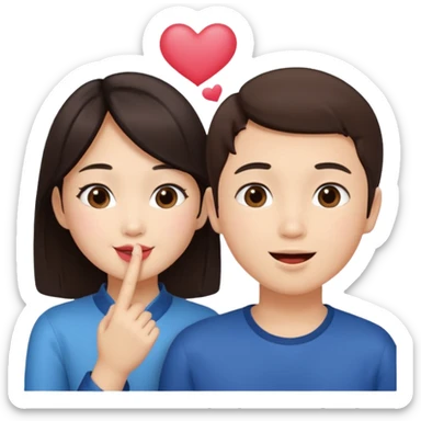 Asian girl blowing kiss to brunette boy  sticker