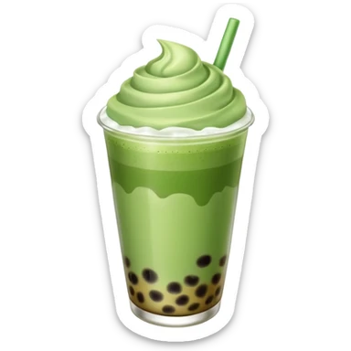 matcha latte with boba and ice without sticks for drinking and add a lil coffee  sticker