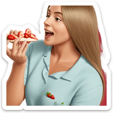 girl enjoying strawberry snack sticker