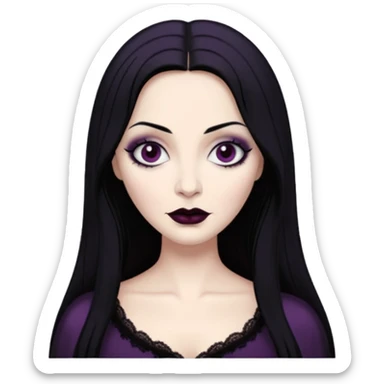 morticia addams disheveled hair sticker