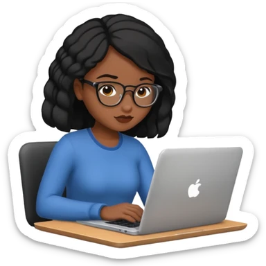 black pretty girl working hard on laptop sticker