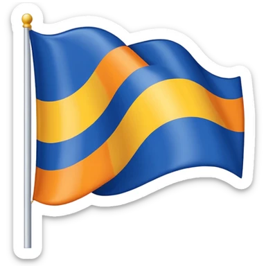 A flag whit darkblue, blue, white, yellow and orange and has 5 stripes white in the middle, blue in next to white left, yellow next to white right, orange next to yellow right, dark blue next to blue left sticker