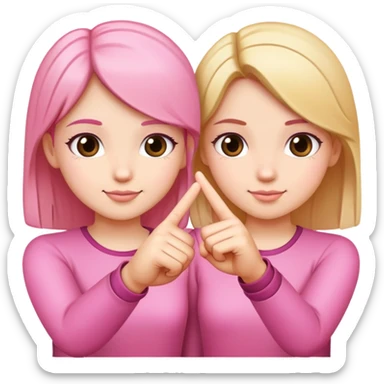 Two girls making a pinky promise  sticker