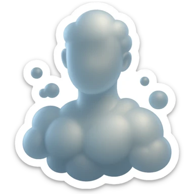 bright person composed entirely of convex clouds, shoulder up, front view sticker