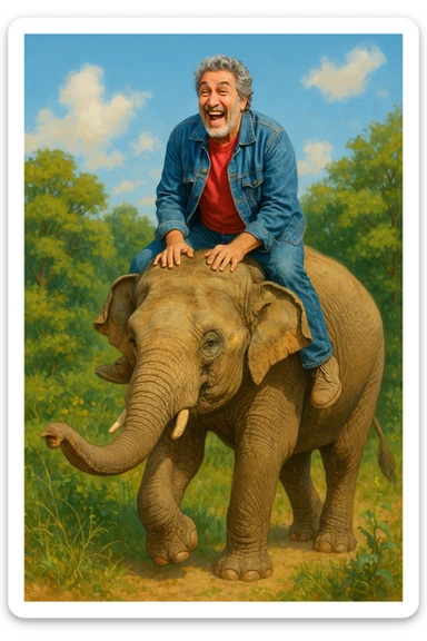 Alain chabat sur un éléphant  sticker