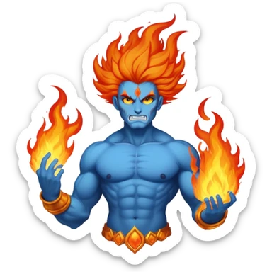 Hades blue god with flaming hair sticker