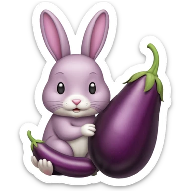 Un lapin avec une aubergine sur la tête sticker