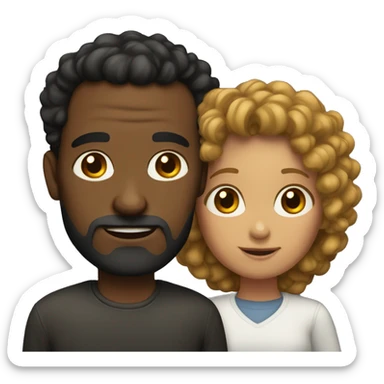 Dark Father and light curly head daughter sticker