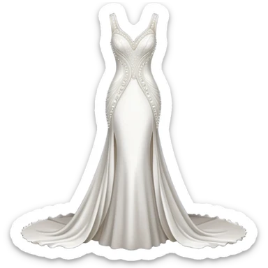 Hyper Realistic ornate 
Minimalistic diamonds and peals sheath Wedding dress displays sticker