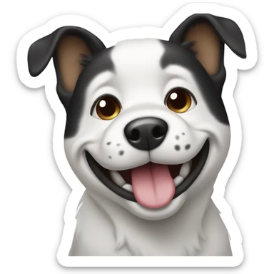 Black and white dog smiling sticker