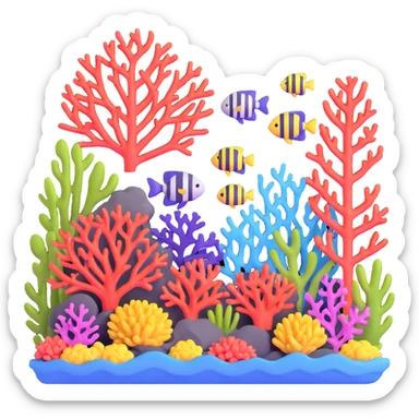 coral reef with colorful corals and sea plants sticker