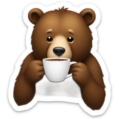 bear drinking a hot coffee sticker