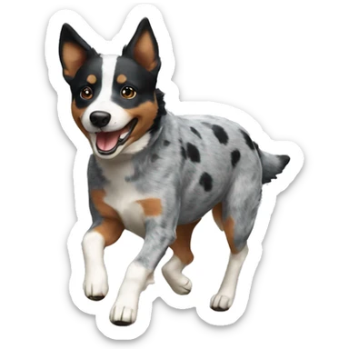 Blue heeler smiling and running sticker