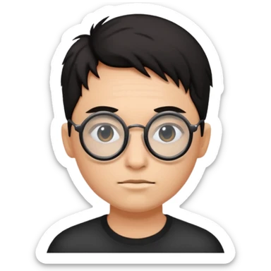 Only Circle black glasses with a scar without face  sticker