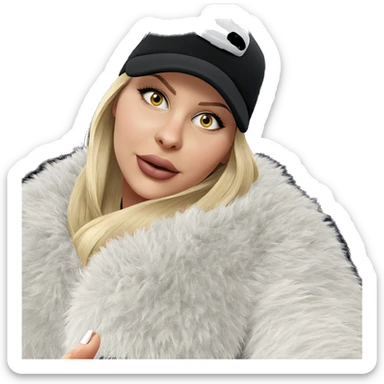 blonde girl with car hat sticker