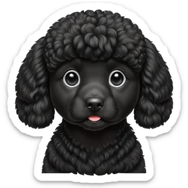 A high-resolution digital illustration of a black poodle in a clean, semi-realistic style. The poodle is shown facing sideways head tilted  sticker