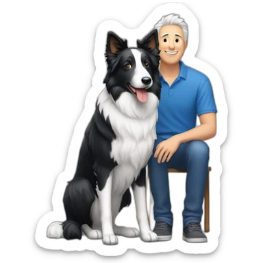 a-man-sits-with-a-adult-blue-and-white-border-collie sticker