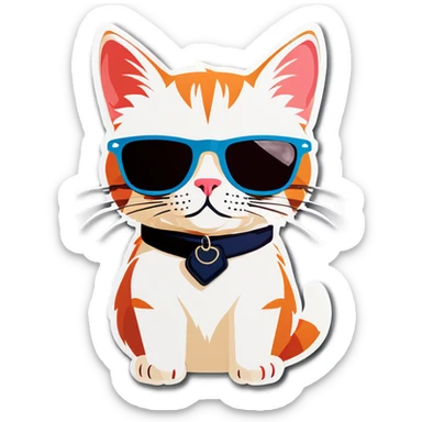 Cat with sunglasses sticker