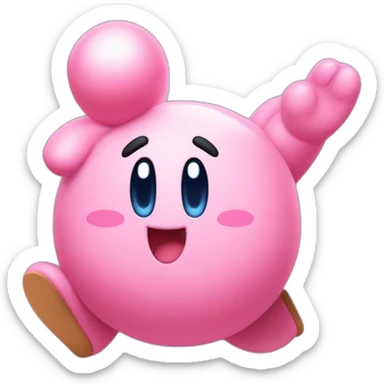 cute happy classic Kirby jumping sticker