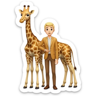 Very skinny blonde man with giraffe sticker
