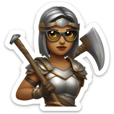 girl gladiator with sunglasses holding axe  sticker