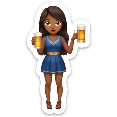 Full body nude very beautiful brown skin young woman, sexual pose, very beautiful face, holding beer, long dark hair sticker