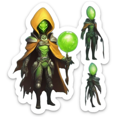 alien warlock futuristic roguelike rpg style inspired by slay the spire sticker