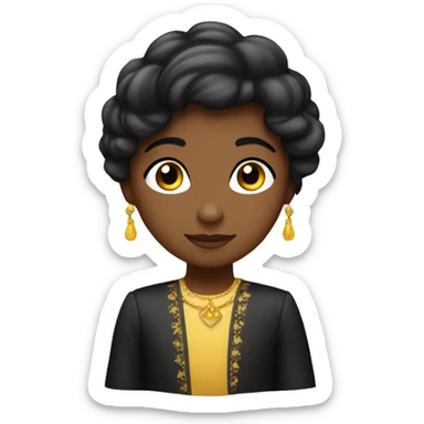 Una princesa con pelo rizo colo negro y recogido en un moño sticker