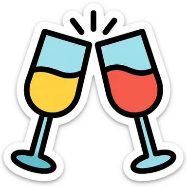 colorful outlined icon of two glasses toasting sticker