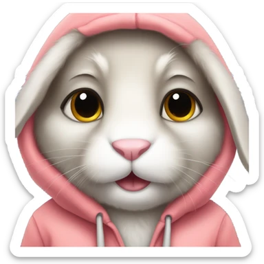 Bunny wearing a hoodie sticker