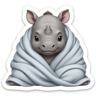Baby rhinoceros cozy in a blanket  sticker