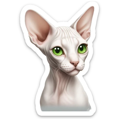 Sphynx cat white with green eyes sticker