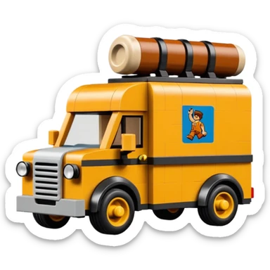 Lego antique tall rocky Flintstones moving van  sticker