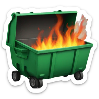 a dumpster fire  sticker