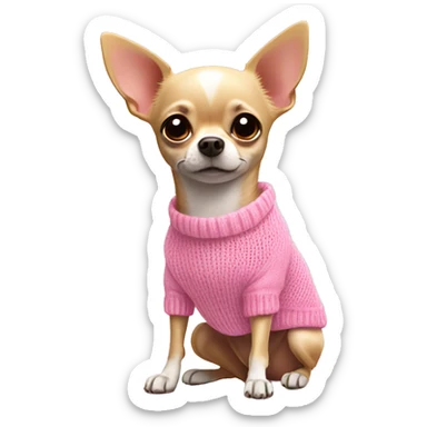 Chihuahua wearing pink sweater ￼ sticker