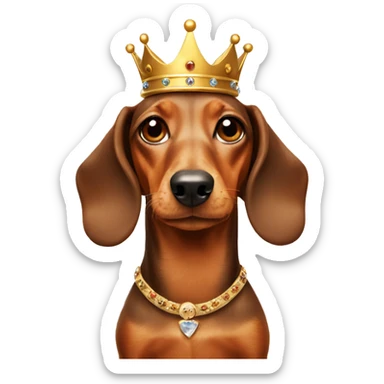 Dachshund dog with a crown sticker