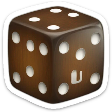 A dice with no numbers and the letters “vc” inside sticker