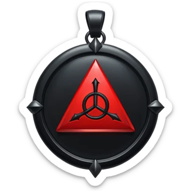 iOS sticker, dark fantasy amulet, black base, red symbol, minimal sticker