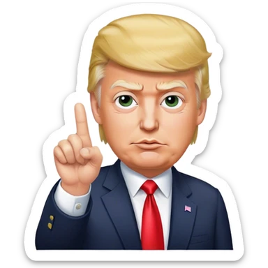 Super realistic Donald Trump pointing index finger up, realistic face sticker