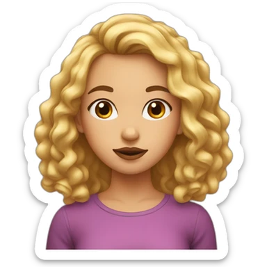 girl with Round face and 2 Hair bumps and lips in heart shape sticker