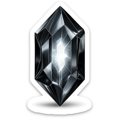 energy crystal faceted and shining with internal energy, chrome style sticker