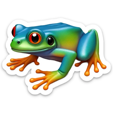 Redeyedtrefrog, red eyes, bright green body,orange feet, blue and yellow on the side, like the real frog  sticker