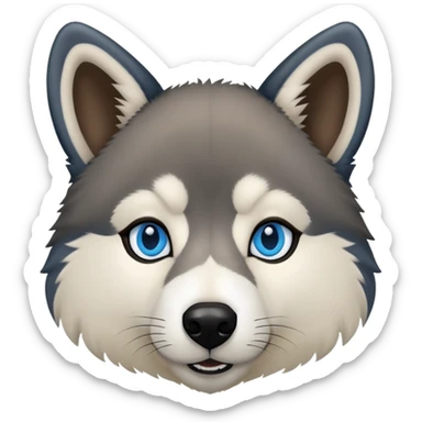 Wooly agouti husky with blue eyes and some black fur sticker