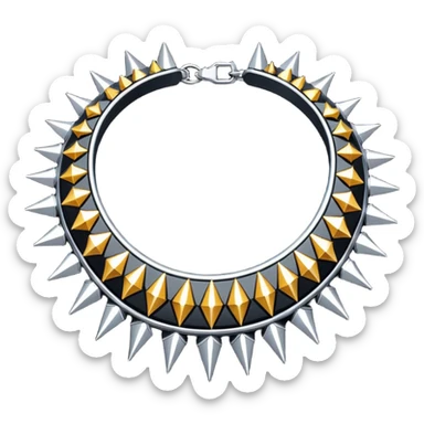 Realistic detailed luxury spiked collar made from black diamond sticker
