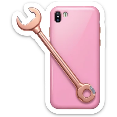 pink girly cellphone with a cute wrench sticker