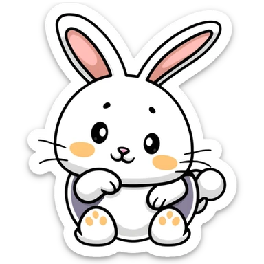 cutest bunny ever with tiny paws and floppy ears sticker